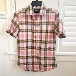 Bonobos Pink Plaid Short Sleeve Slim Fit Button Up Shirt Men’s Size Small